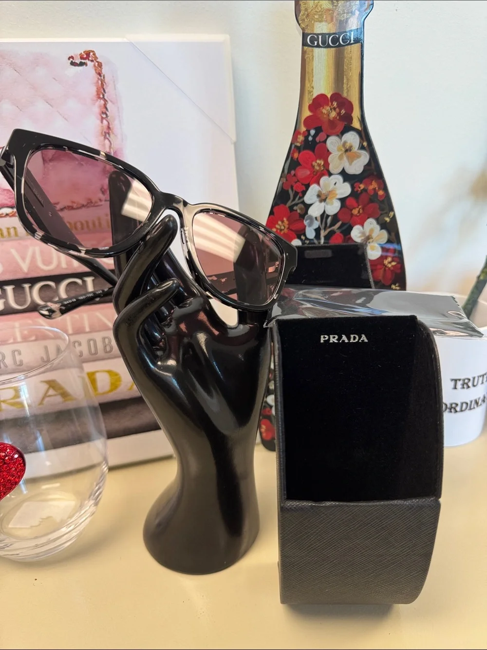 Prada Black Oversized Cat-Eye Sunglasses with Tinted Lenses